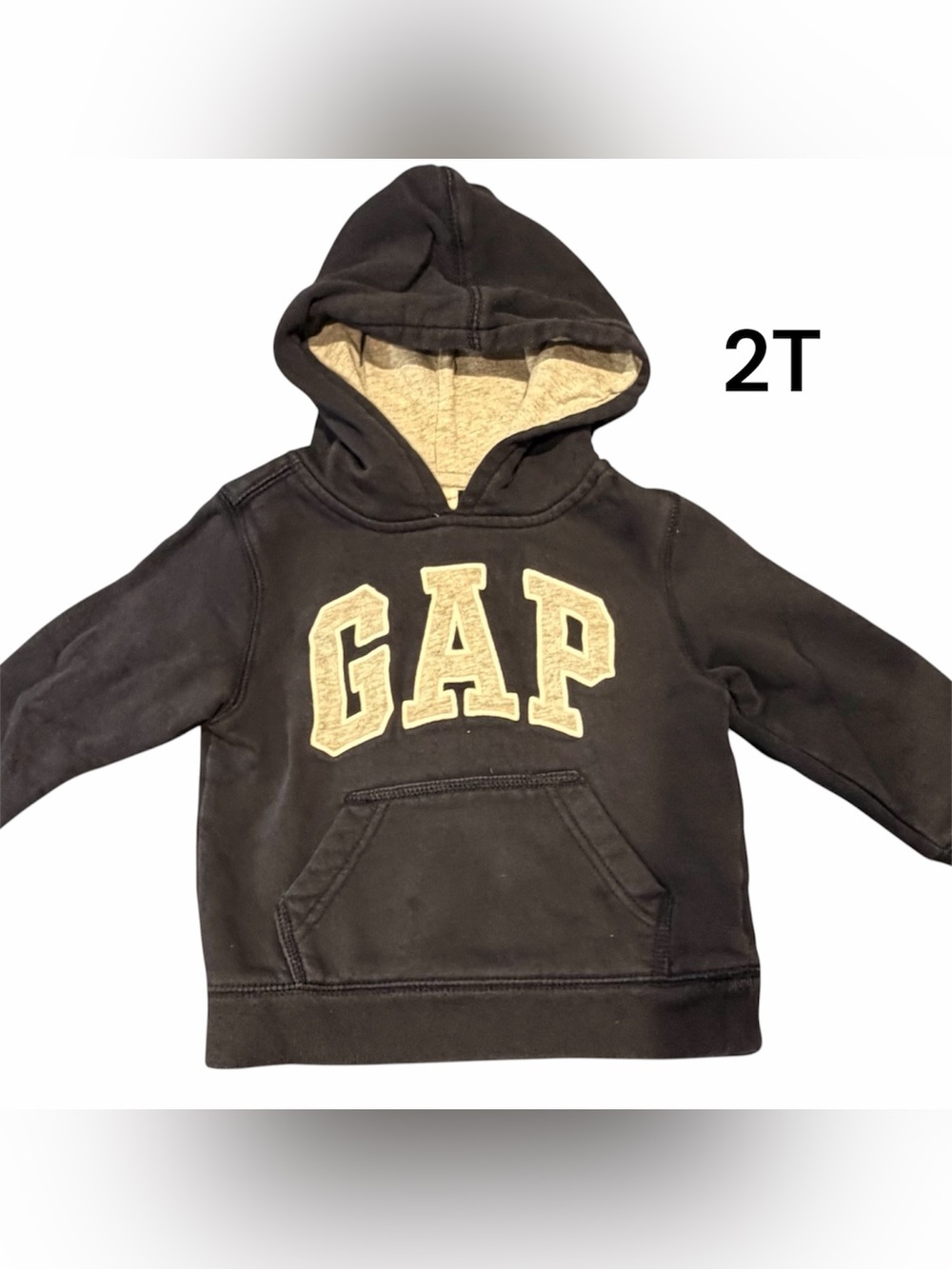 VGUC GAP Toddler Hoodie Sweatshirt in Navy with Gray Logo - 2T